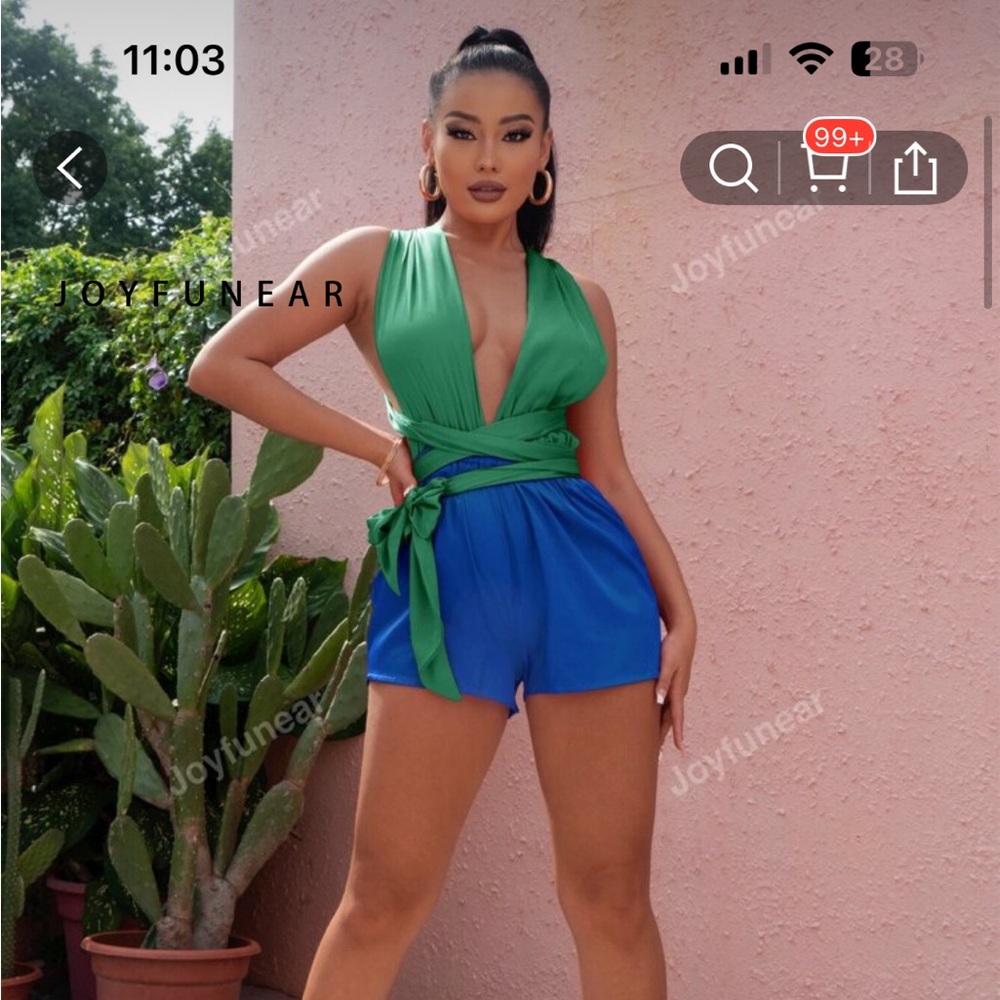 SHEIN Green and Blue Jumpsuit